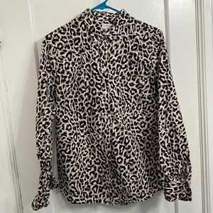 JCrew Cotton Sateen cheetah print blouse